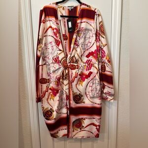 Fashion Nova White and Pink Long Sleeve Dress